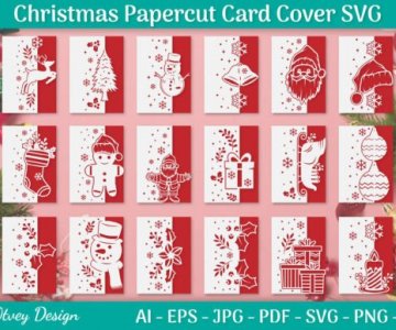 Christmas Papercut Card Cover Template 422