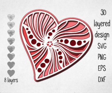 Free 3D-Layered-Heart cut file 785