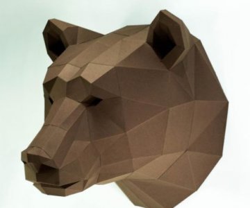 Free Bear-Head-Wall Papercraft 854