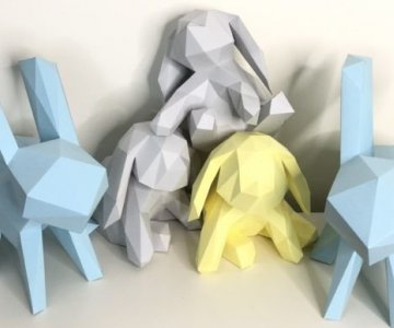 Free Bunny-Family-Paper-Sculpture 862