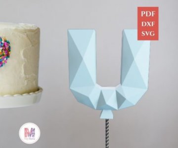 Free Cake-Topper-Letter-U file 885