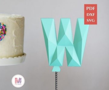 Free Cake-Topper-Letter-W file 887