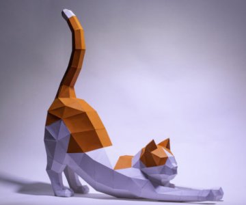 Free Cat-Stretching-Paper-Craft file 895