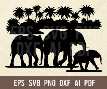 Elephants-Wildlife-Stencils-SVG-Graphics