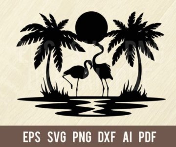 Flamingos-Wildlife-Stencils-SVG