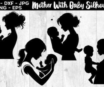 Mother-With-Baby-Silhouettes-SVG 408