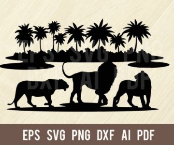 Lions-Wildlife-Stencils-SVG