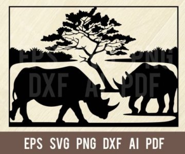 Rhinos-Wildlife-Stencils-SVG