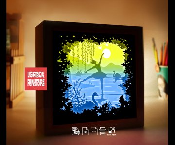 Free Swan-lake-Paper-Lightbox-template 926