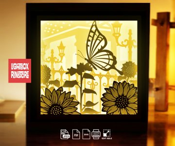 Free Butterfly-Sunflower-paper-lightbox 908