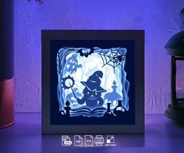 Free Cat-halloween-Paper-Light-box 909