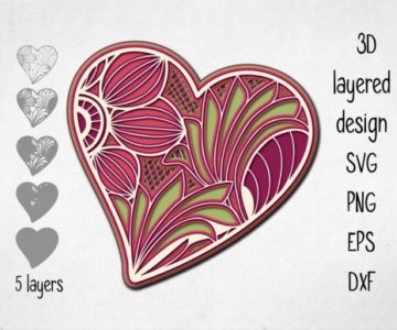 Free 3D-Layered-Heart cut file 773