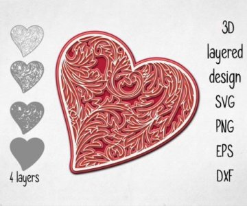 Free 3D-Layered-Heart cut file 774