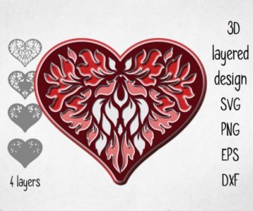 Free 3D-Layered-Heart cut file 775