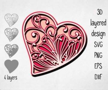 Free 3D-Layered-Heart cut file 777