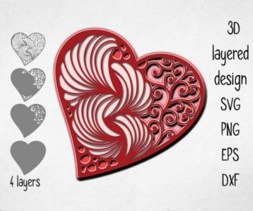 Free 3D-Layered-Heart cut file 778