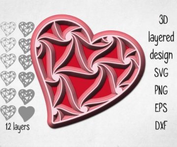 Free 3D-Layered-Heart cut file 780