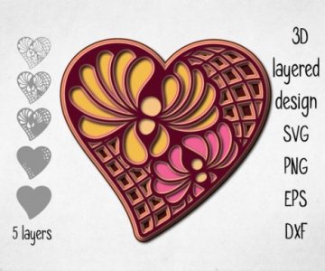 Free 3D-Layered-Heart cut file 781