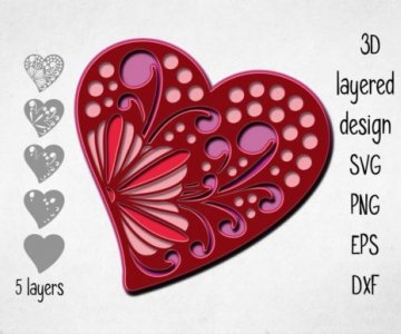 Free 3D-Layered-Heart cut file 783