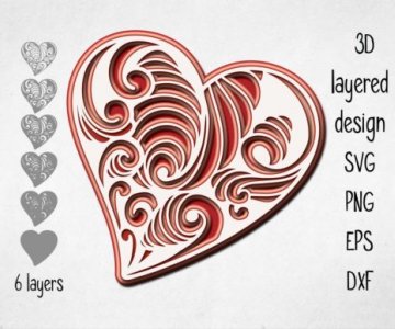 Free 3D-Layered-Heart cut file 787