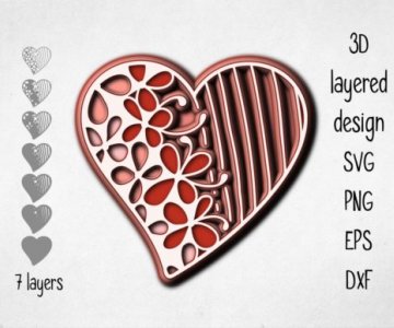 Free 3D-Layered-Heart cut file 788