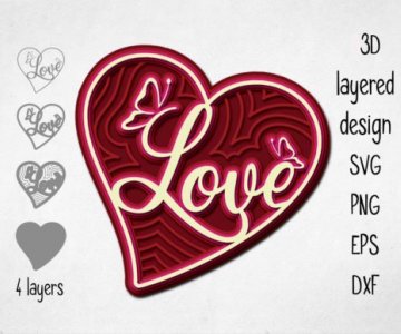 Free 3D-Layered-Heart cut file 790