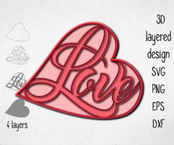 Free 3D-Layered-Heart cut file 791