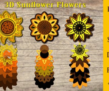 Free 3D-Sunflower-Flowers Cricut-SVG-File 485