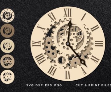 Clock-SVG-Cut-Multilayer-3D