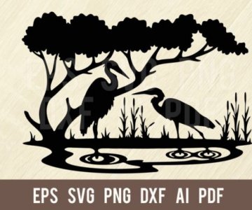 Herons-Wildlife-Stencils-SVG