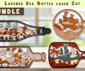 Free Sea Bottle laser Cut 440