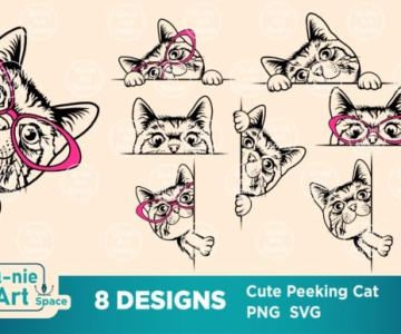 Free Cute Cat Peeking SVG Files 453