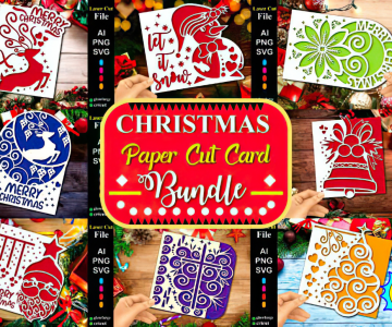 Free Christmas Papercut Card Bundle SVG 841