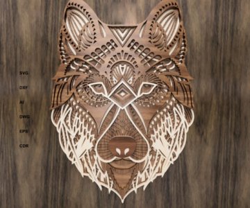 Free multilayered-wolf-laser-cut-file 840